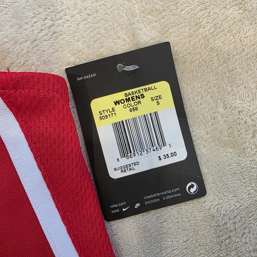 NWT Nike Womens Basketball Jersey Stock Front Court Red White Tank Size S 509171